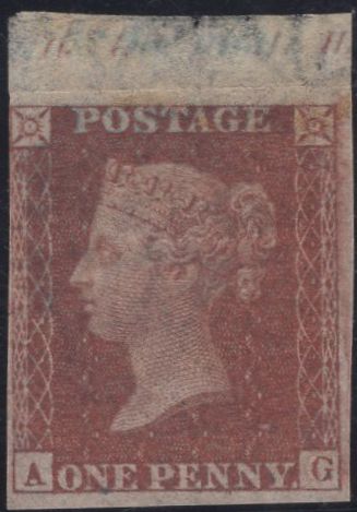 137684 1855 DIE 2 1D PL.31 IMPERFORATE IMPRIMATUR LETTERED AG.
