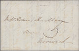 137692 1839 MAIL GREAT YARMOUTH TO NORWICH WITH GREAT YARMOUTH 'Too Late' ITALIC STYLE HAND STAMP (NK519).