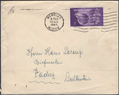 137698 1949 WEMBLEY TO VADUZ, LIECHTENSTEIN WITH 3D OLYMPIC GAMES (SG496).