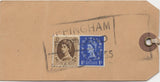137703 1955 PARCEL TAG UPPINGHAM, RUTLAND TO NORFOLK WITH WILDING ISSUES.
