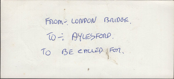 137710 1967 'RECORDED PARCEL TRANSIT' CARD LONDON BRIDGE TO AYLESFORD WITH STRIP OF THREE 2/6 CASTLE ISSUE.