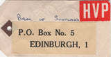 137713 1969 BANKERS 'HIGH VALUE PACKET' PARCEL LABEL WITH 10S CASTLE AND 1/6 REGIONALS.