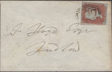137719 1848 MAIL CHELTENHAM TO LUDLOW WITH 1D PL.71 (SG8)(JJ) WITH 'PITTVILLE' HAND STAMP AND 'CHELTENHAM/3' SKELETON DATE STAMP (GL169).