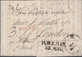 137726 1830 MAIL RIGA TO LONDON WITH '1¼ Oz at 6s/8d per Oz' DOTTED FRAMED LONDON HAND STAMP (L1036b).