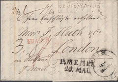 137726 1830 MAIL RIGA TO LONDON WITH '1¼ Oz at 6s/8d per Oz' DOTTED FRAMED LONDON HAND STAMP (L1036b).