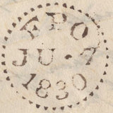 137726 1830 MAIL RIGA TO LONDON WITH '1¼ Oz at 6s/8d per Oz' DOTTED FRAMED LONDON HAND STAMP (L1036b).