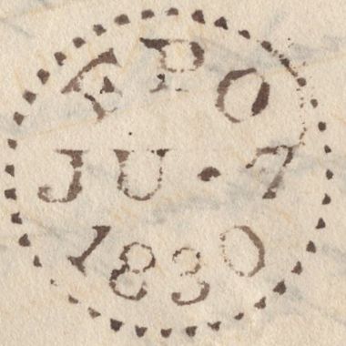 137726 1830 MAIL RIGA TO LONDON WITH '1¼ Oz at 6s/8d per Oz' DOTTED FRAMED LONDON HAND STAMP (L1036b).