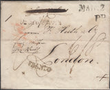 137729 1822 MAIL MAINZ, GERMANY TO LONDON WITH '1 Oz at 6s/8d per Oz' UNFRAMED HAND STAMP (L1035b).