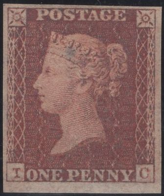 137731 1857 DIE 2 1D PL.49 IMPERFORATE IMPRIMATUR LETTERED TC.
