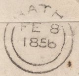 137732 1856 MAIL LONDON TO BATH WITH DIE 2 1D PL.12 (SPEC C6), 'Croydon-H.S' RECEIVERS HAND STAMP.