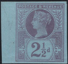 137746 1887 2½D JUBILEE IMPERFORATE IMPRIMATUR (SG201).