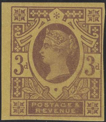 137747 1887 3D JUBILEE IMPERFORATE IMPRIMATUR (SG202).