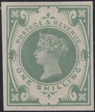 137752 1887 1S GREY-GREEN JUBILEE (SG211) IMPERFORATE IMPRIMATUR.
