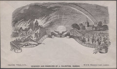 137764 VALENTINE 'THE PAST/THE FUTURE' PRINTED ENVELOPE IN GREY DEPICTING WAR AND PEACE.
