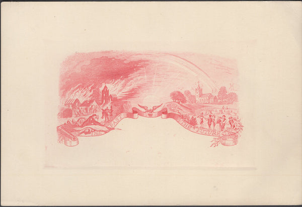 137765 VALENTINE 'THE PAST/THE FUTURE' ILLUSTRATED ENVELOPE PROOF OF PLATE IN RED.