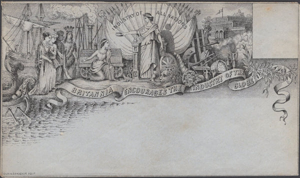 137768 CIRCA 1890 DERAEDEMAEKER REPRINT J VALENTINE ENVELOPE 'INDUSTRY AND COMMERCE'.