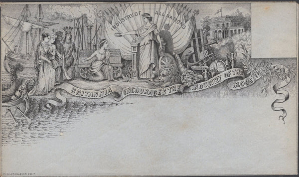 137768 CIRCA 1890 DERAEDEMAEKER REPRINT J VALENTINE ENVELOPE 'INDUSTRY AND COMMERCE'.