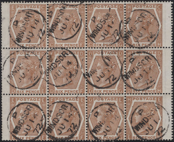 137783 1872 6D DEEP CHESTNUT PL.11 (SG122a) VERY FINE USED BLOCK OF 12.