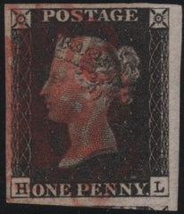 137820 1840 1D BLACK PL.4 (SG2)(HL) FINE USED.