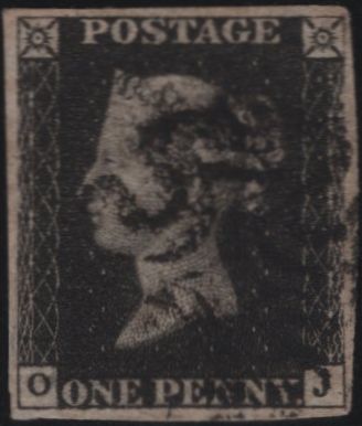 137821  1840 1D BLACK PL.5 (SG2)(OJ) FINE USED.