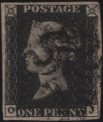 137821  1840 1D BLACK PL.5 (SG2)(OJ) FINE USED.