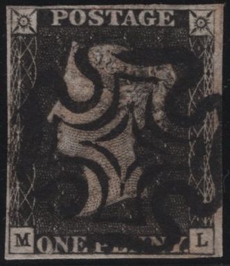 137827 1840 1D BLACK PL.10 (SG2)(ML) FINE USED.