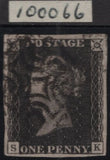 137828 1841 1D BLACK PLATE ELEVEN (SG2)(SK CONSTANT VARIETY 'S ROW ROLLER FLAW' SPEC AS73c) SUPERB USED.