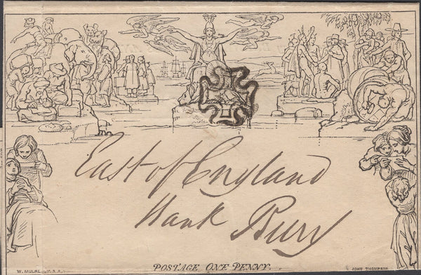 137867 1841 1D MULREADY WRAPPER 'BARNETT HOARES AND CO.' MULREADY ADVERT (MA301c).
