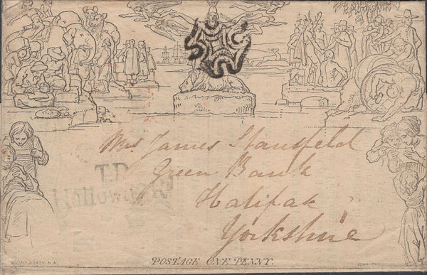 137875 1841 1D MULREADY WRAPPER 'CLERICAL, MEDICAL, AND GENERAL LIFE ASSURANCE SOCIETY' ADVERT FROM AGENT IN HALIFAX (MA113j).