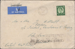 137884 1954 AIR MAIL GODALMING TO TRINIDAD WITH 1/3 WILDING.