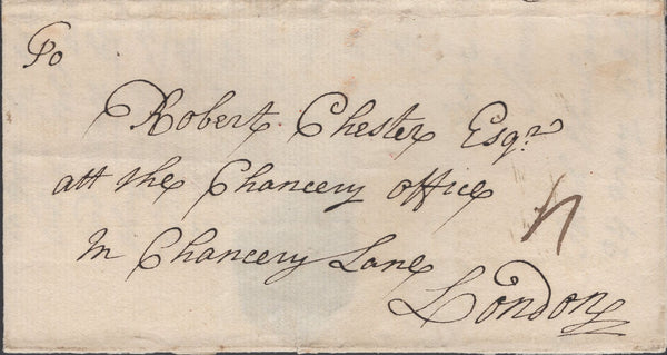 137891 1755 MAIL SOUTH ELMHAM, SUFFOLK TO LONDON WITH 'BUNGEY' HAND STAMP (SK60).