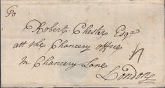 137891 1755 MAIL SOUTH ELMHAM, SUFFOLK TO LONDON WITH 'BUNGEY' HAND STAMP (SK60).