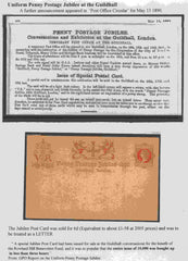 137900 1890 PENNY POSTAGE JUBILEE, COLLECTION OF POSTAL STATIONERY AND ENVELOPES USED AT THE GUILDHALL (25 ITEMS).
