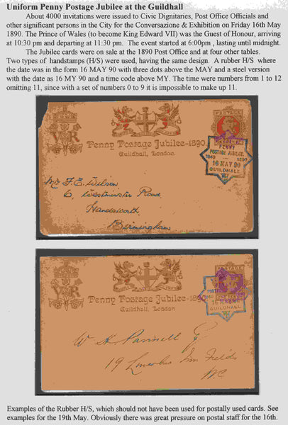 137900 1890 PENNY POSTAGE JUBILEE, COLLECTION OF POSTAL STATIONERY AND ENVELOPES USED AT THE GUILDHALL (25 ITEMS).