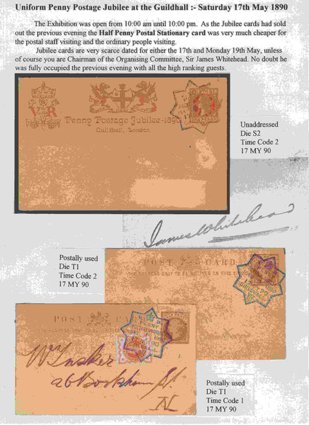 137900 1890 PENNY POSTAGE JUBILEE, COLLECTION OF POSTAL STATIONERY AND ENVELOPES USED AT THE GUILDHALL (25 ITEMS).