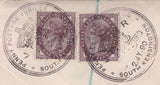 137907 1890 PENNY POSTAGE JUBILEE, 1D BLUE ENVELOPE SENT REGISTERED MAIL FROM THE SOUTH KENSINGTON EXHIBITION TO THE GUILDHALL IN LONDON WITH ORIGINAL REGISTERED RECEIPT (2 ITEMS).