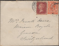 137912 1921 MAIL FROM HAMPSHIRE TO GENEVA WITH 1D PL.213 (SG43) AND KGV 2D ORANGE (SG366).