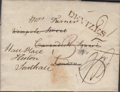 137914 1793 MAIL DEVIZES TO LONDON WITH 'DEVIZES' HAND STAMP (WL224) RE-DIRECTED TO SOUTHALL.