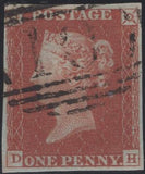 137916 1843 1D PL.39 (SG8) MATCHED PAIR LETTERED DH WITH MALTESE CROSS AND 1844 NUMERAL CANCELLATIONS.