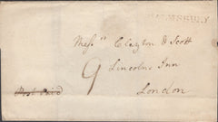 137924 1816 MAIL MALMESBURY TO LONDON WTH 'MALMSBURY' HAND STAMP (WL378).