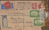 137925 1951 REGISTERED AIR MAIL LONDON TO NEW YORK WITH KGVI 2/6 YELLOW-GREEN (SG509) X 2.