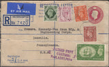 137929 1952 REGISTERED AIR MAIL WOLVERHAMPTON TO USA WITH KGVI 2/6 YELLOW-GREEN (SG509) AND LOWER VALUES.