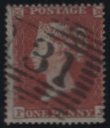137961 1854 DIE 1 1D PL.155 (SG17)(PJ IN STATE THREE) GOOD TO FINE USED.