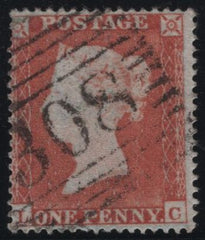 137971 1854 DIE 1 1D PL.173 (SG17)(LC) IN THE VERY SCARCE PALE ORANGE-BROWN SHADE (SPEC C1(5) GOOD USED.