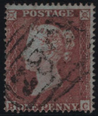 137978 1854 DIE 1 1D PL.194 (SG17)(BC) GOOD USED.