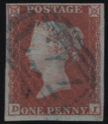137984 1849 1D PL.91 (SG8)(DI) WITH BLUE '773' NUMERAL OF TAIBACH, GLAMS (SPEC B1xb).
