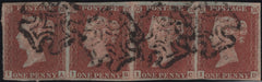 137985 1842 1D PL.27 (SG8) FINE USED STRIP OF FOUR LETTERED IA IB IC ID.