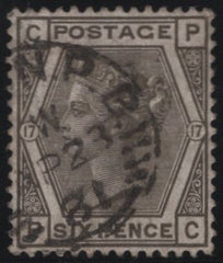 137999 1881 6D GREY PL.17 WMK CROWN (SG161) FINE USED.