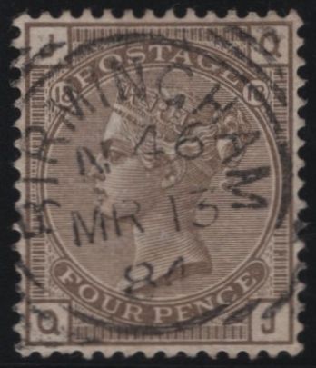 138000 1882 4D GREY PL.18 WMK CROWN (SG160) GOOD USED.
