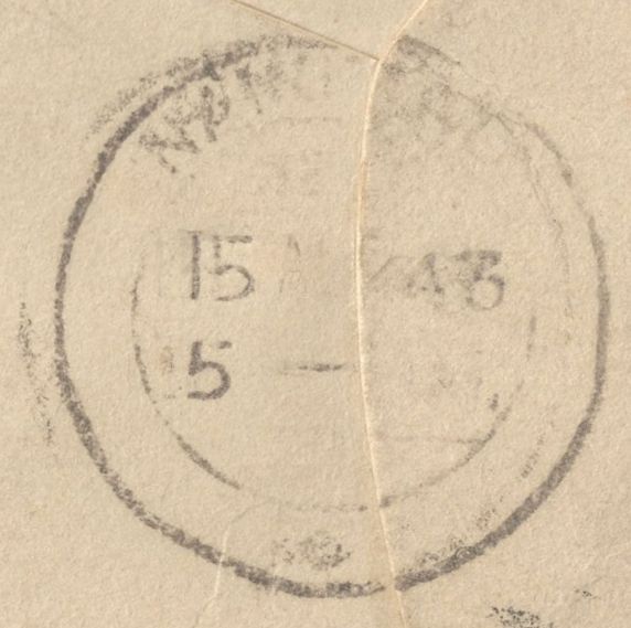 138012 1943 AIRMAIL FROM THE UK TO INDIA WITH 5S RED (SG477).